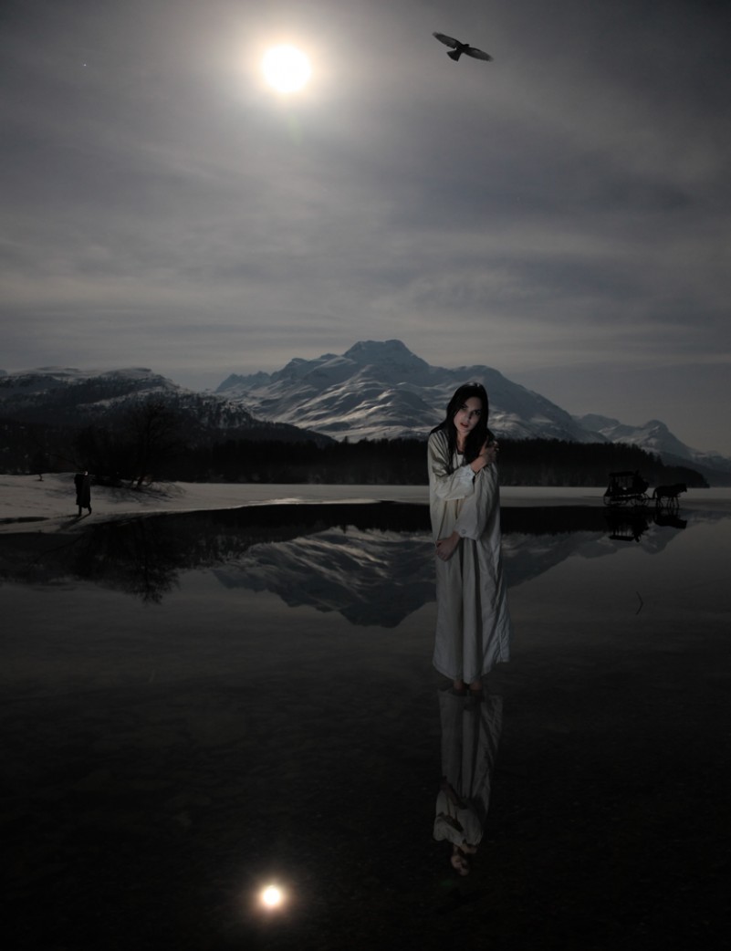 FULL MOON OVER FROZEN WATER